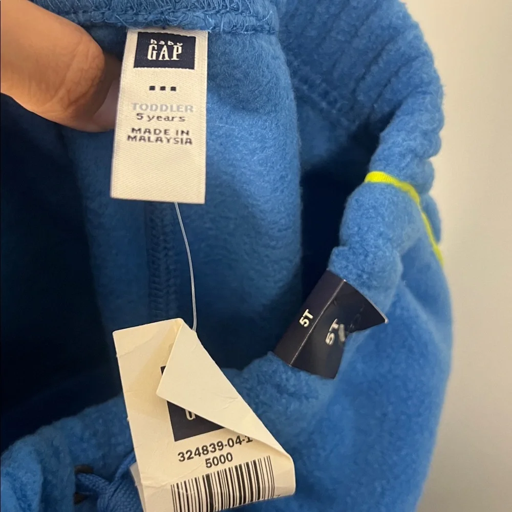NWT Gap Kids Blue Neon Green‎ Fleece Warm Cozy Sweatpants Bottoms Boys Size 5T